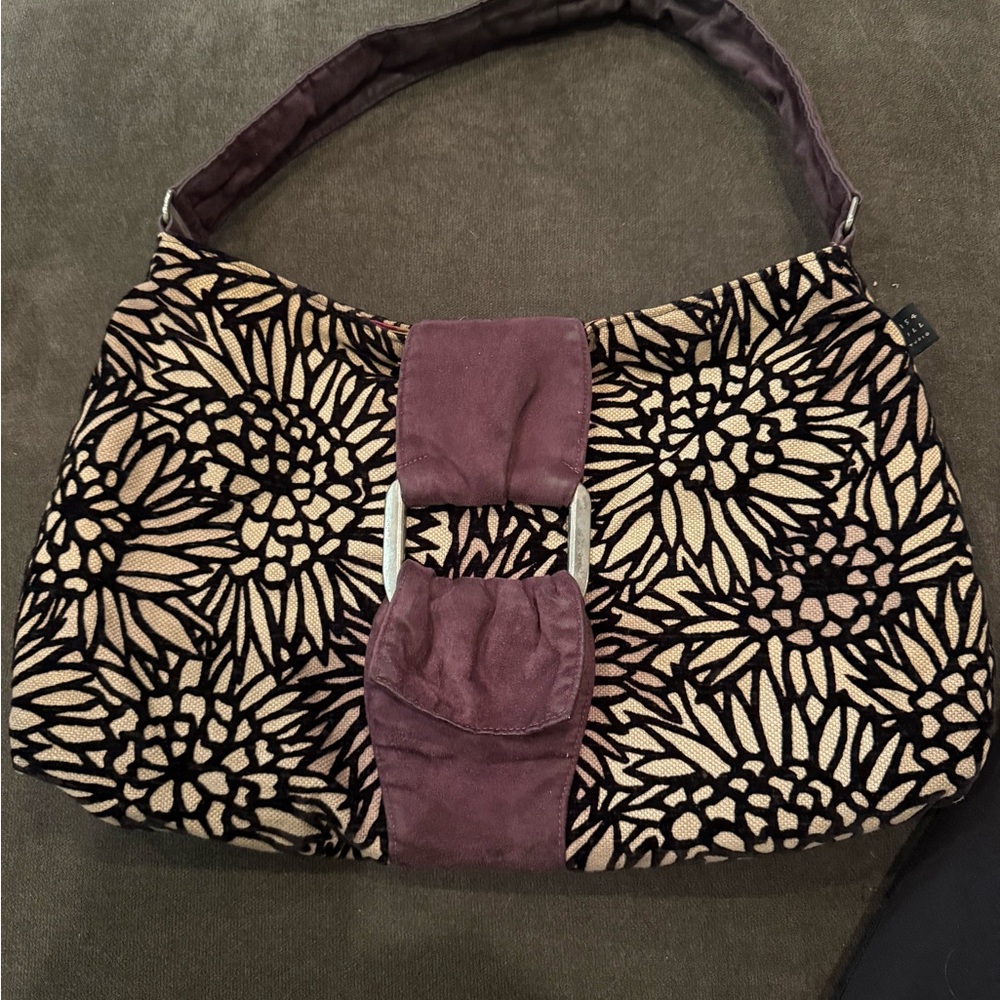 1154 LILL STUDIO REVERSABLE Floral Patterned Women's Bag in Black and Purple